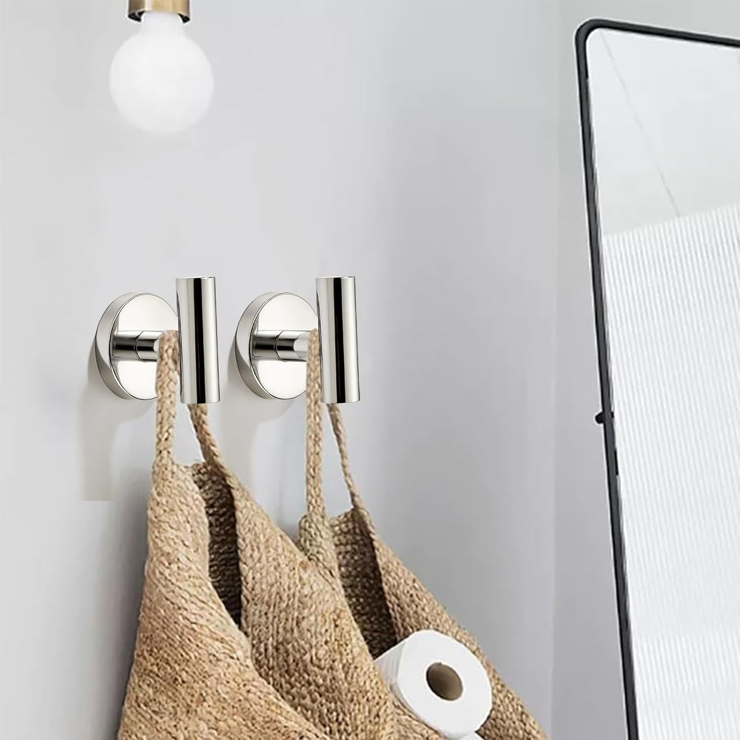 khtumeware Vibrant Polished Nickel Bathroom Towel Hooks,3 Pack Heavy Duty Coat Hook Robe Hooks for Kitchen,Toilet,Wall Mount