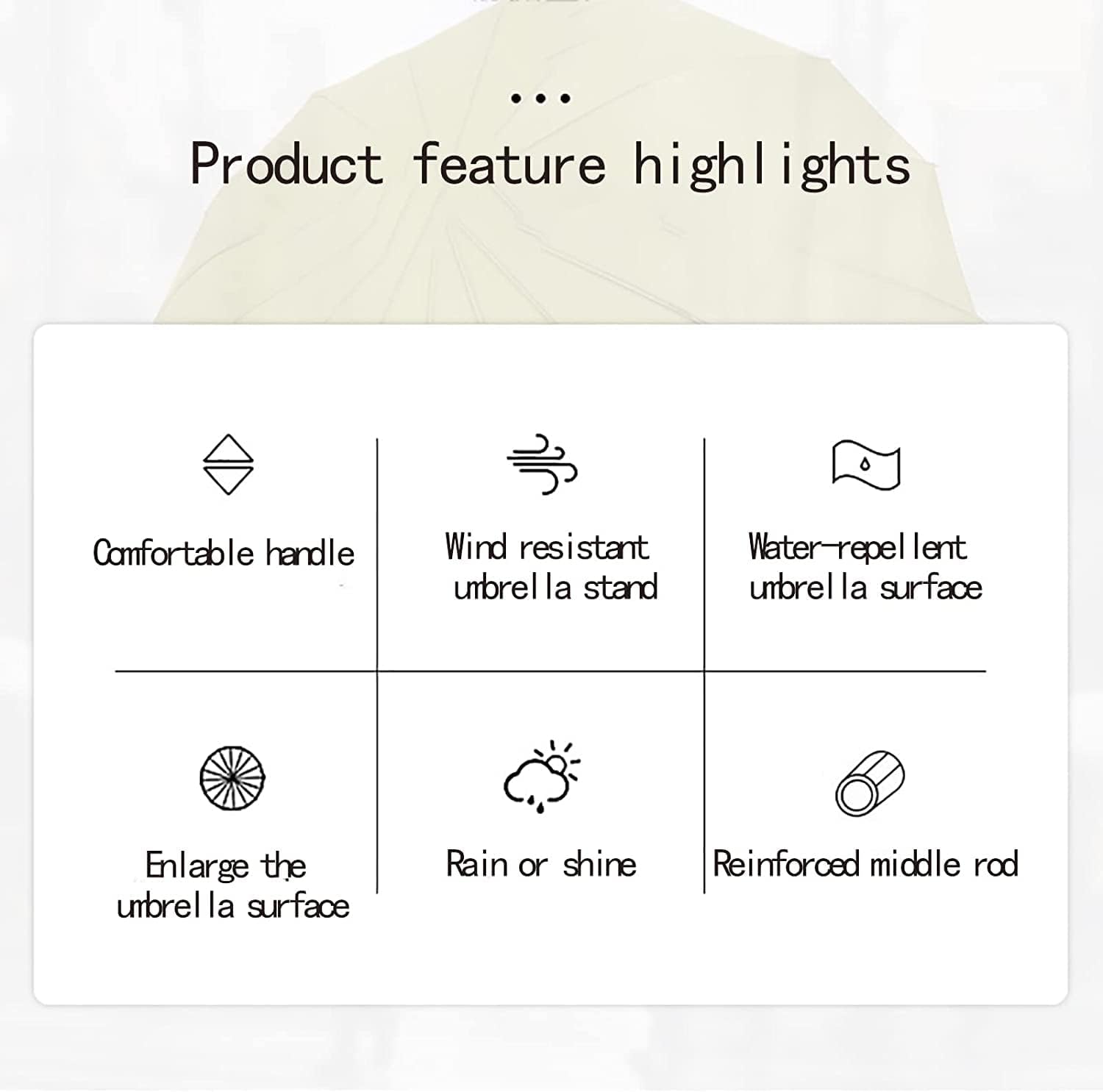 Portable Umbrella for Travel Windproof Umbrella 16-Bone Semi-Auto Straight Umbrella Lightweight, Waterproof Golf Unisex Umbrella Pure Color Umbrella Outdoor(E)