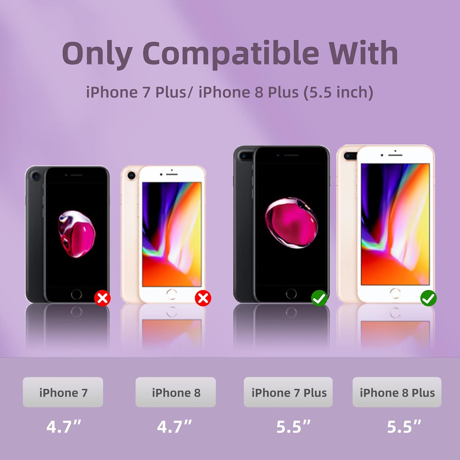 K TOMOTO Compatible with iPhone 8 Plus/iPhone 7 Plus Case (5.5"), [Drop Protection] [Anti-Scratch] Shockproof Liquid Silicone Anti-Fingerprint Cover with Microfiber Lining Phone Case, Pink Purple