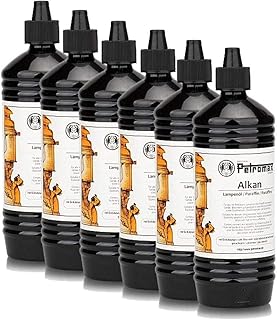 CAGO 6 x Petromax Alkan Lampenöl/Petroleum/Paraffinöl 1 Ltr. Flasche