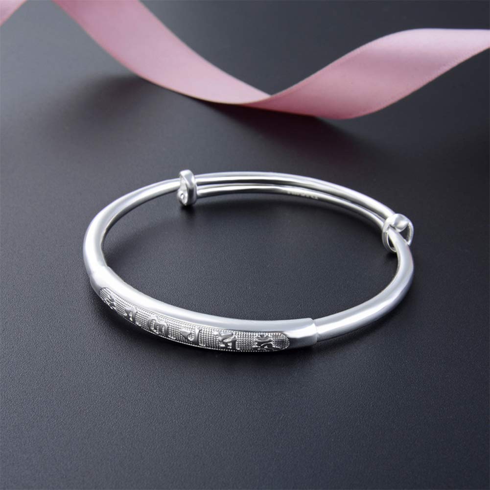 AKT 925 Brazaletes de Plata Esterlina Pulsera de Plata con Dije Ajustable Bangle para Joyería de Mujer