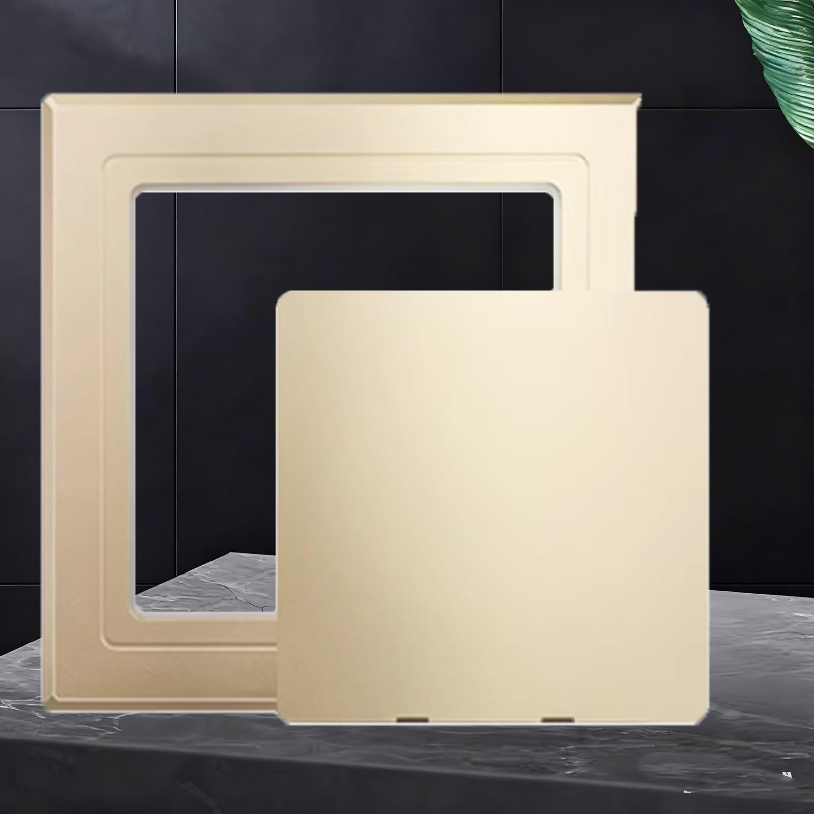 Minglez Palsitc Access Door 80x80 100x100 120x120 150x150 165x165 200x200 250x250, Self Adhesive Access Panel Cover for Drywall/Tile, Ceiling Wall Hole Plate(Gold,150x150mm/6x6in)
