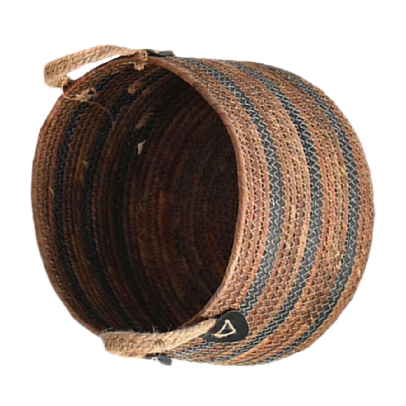 Panier linge tissé bicolore avec poignées pour le salon - 8