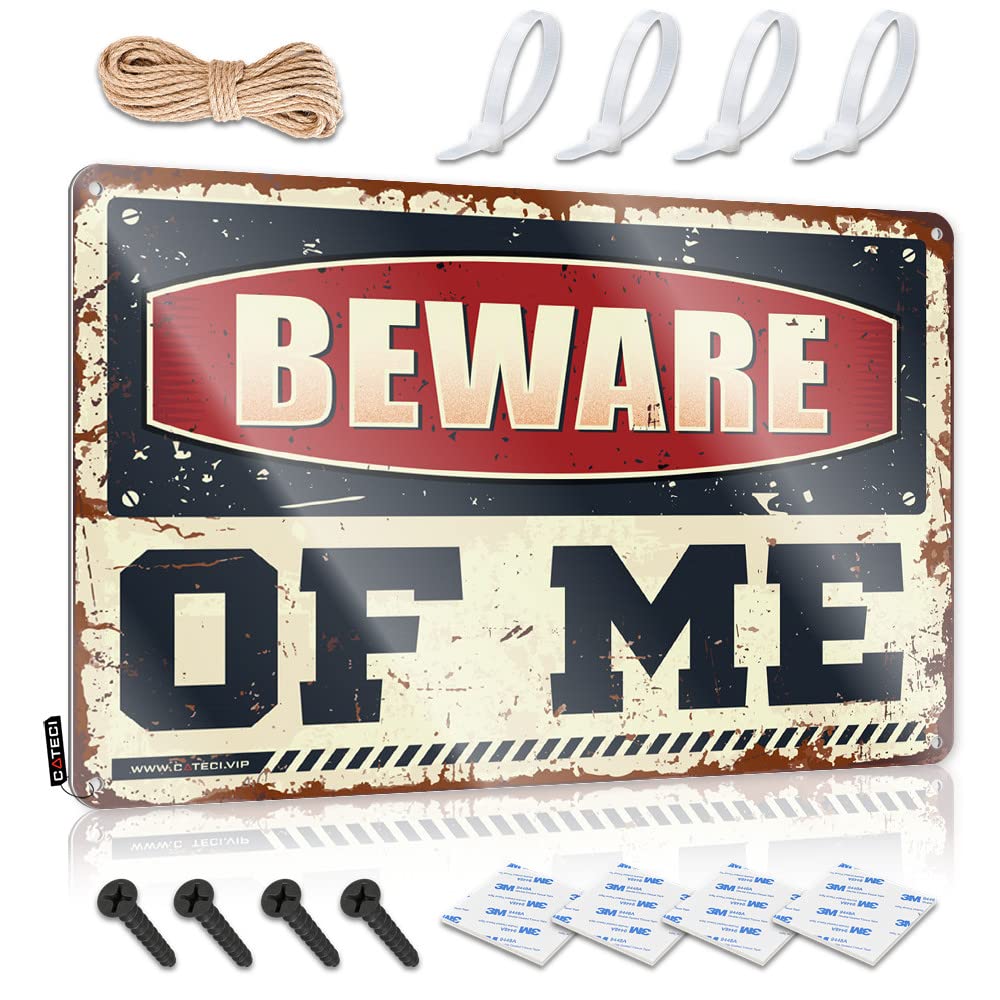 Fzfn Colour Beware Of Me Humor Tiki Bar Decorations - Signs Haves Hanging Wall Decor(20X30cm)