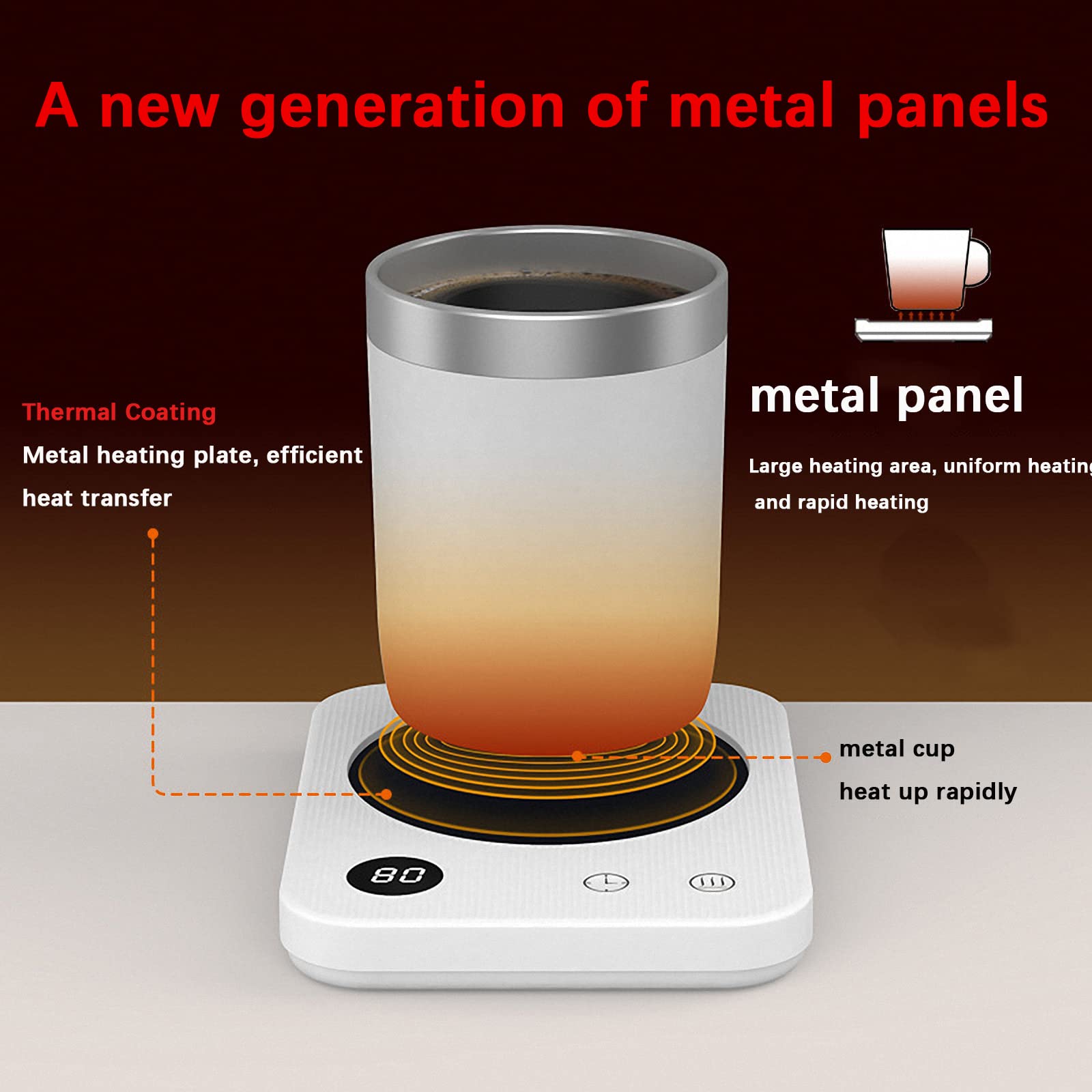 Posavasos eléctrico con calefacción para café, Placa calefactora de Temperatura Constante de Calentamiento de 4 velocidades, Almohadilla calentadora para Uso en la Oficina