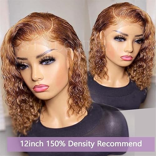 Miniatura 5 de Pelucas de cabello humano ondulado corto con encaje frontal, pelucas de cabello humano brasileño prearrancado con abuelitos, pelucas de encaje