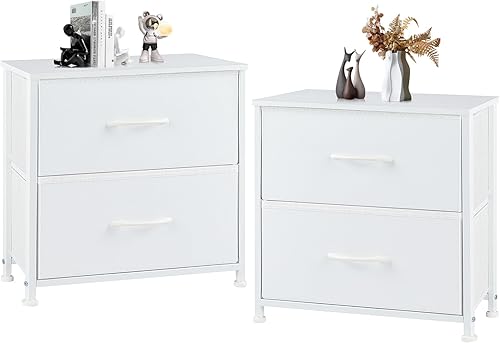 Miniatura 1 de DUMOS Cómoda para dormitorio, juego de 2, cómoda, almacenamiento de armario con 2 cajones, organizador de ropa con cubos de tela, marco de metal,