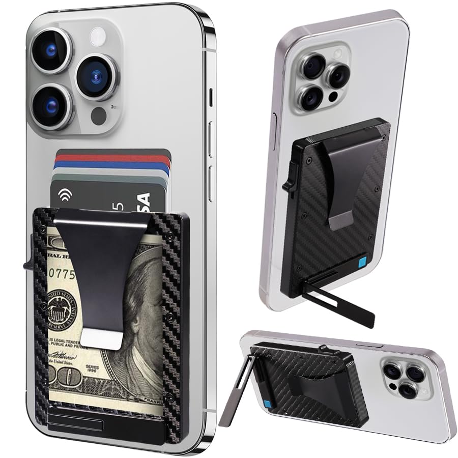 Magsafe Wallet with Money Clip,Ridge Wallets for Men Magsafe Compatible for Large iPhone 16/15/14/13 Pro Max,Slim Magnetic Card Holder with Stand & Money Clip-Magsafe Pop Up Wallet for Men