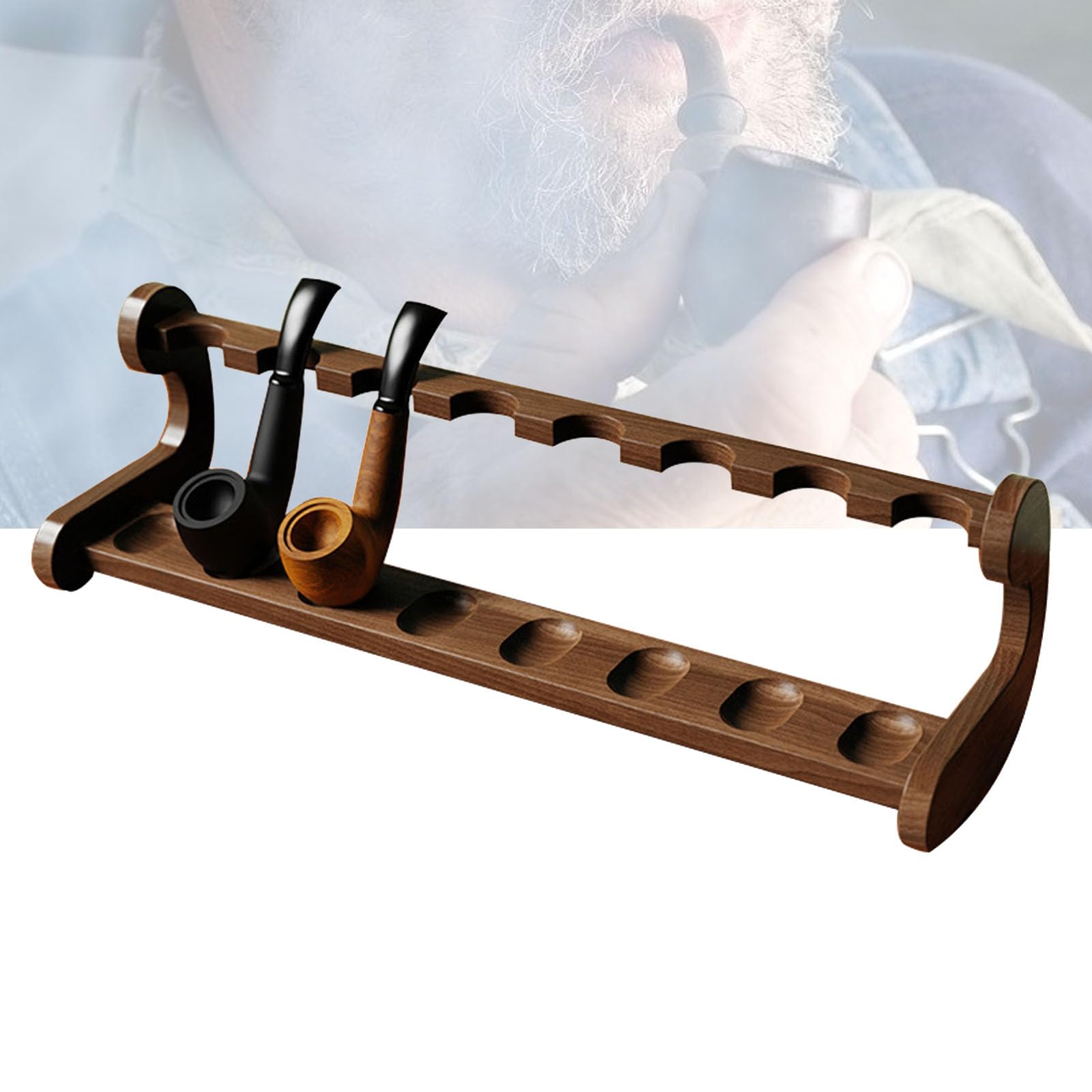 Expositor decorativo para pipas de madera maciza con soporte para 8 pipas