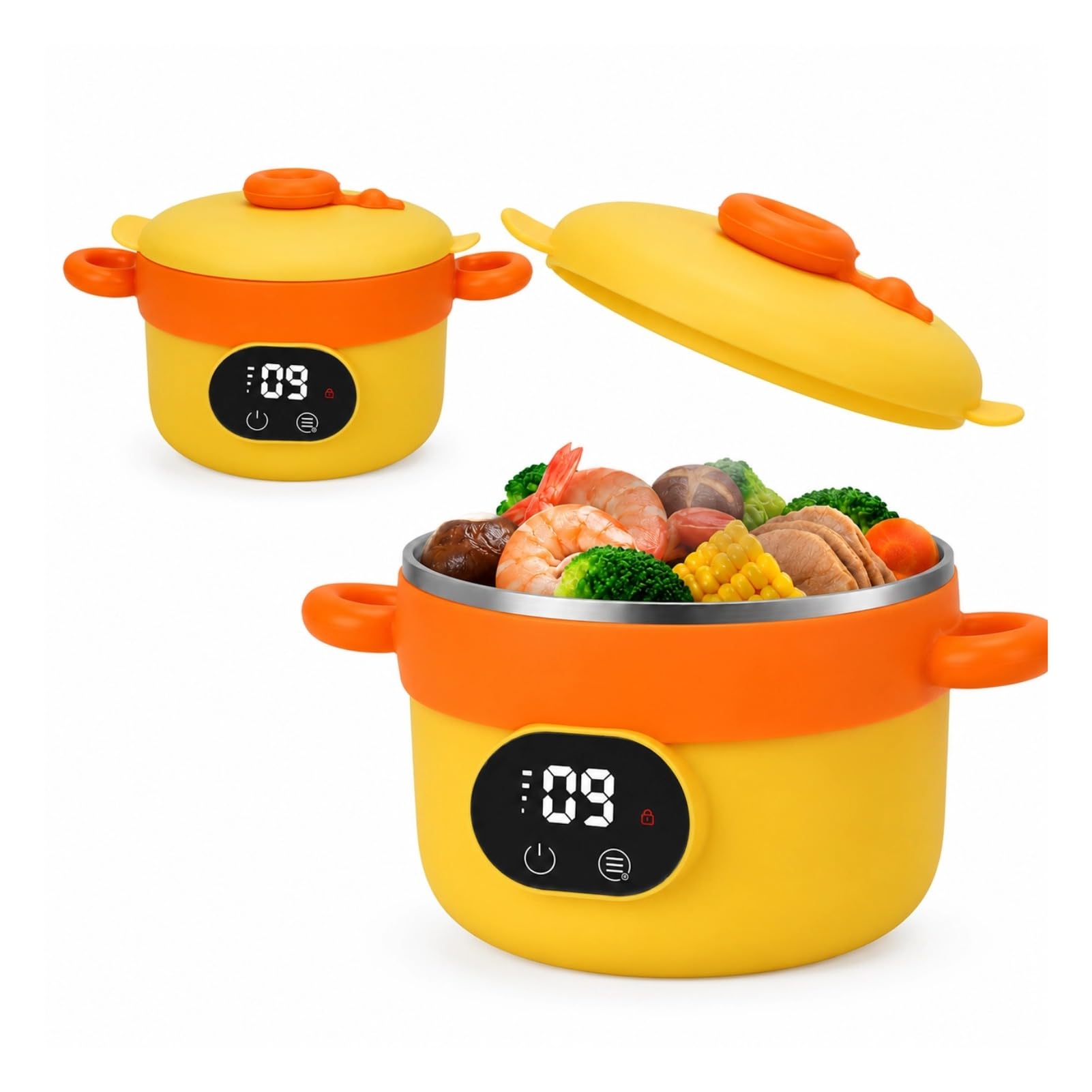 Cuifati Smart Thermostatic Bowl, 45/50/55℃ Constant Precise Temperature baby food warmer, 400ml Rechargeable Portable Stainless Steel baby warmer for Baby/Children Food Warm