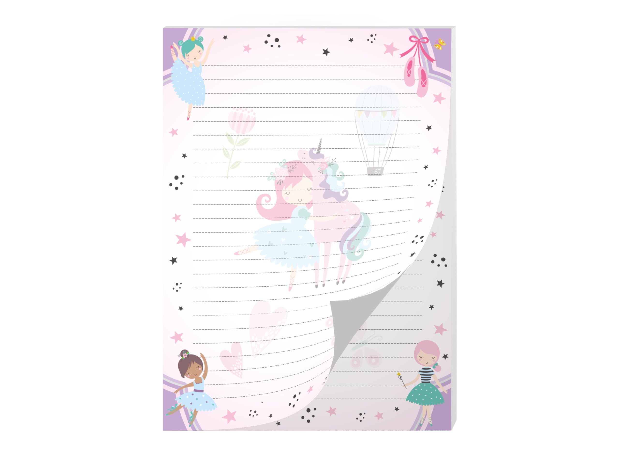Writing Paper Set Letter Pad with Envelope for Girls Children Ballerina Unicorn Purple (A4 Pad with 25 Sheets + 15 Envelopes) - Image 2