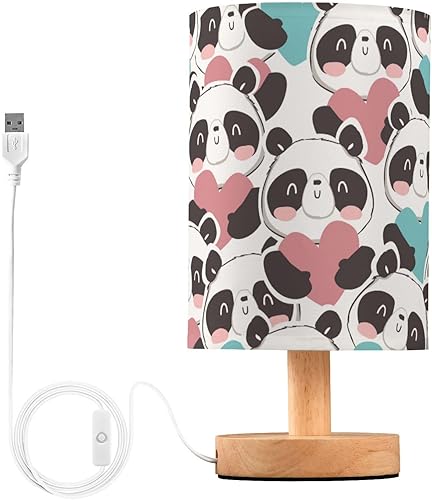 Miniatura 2 de Night Lamp Table Desk Lamp Burlap Cute Panda Head Table Lamps for Girls Dorm Room