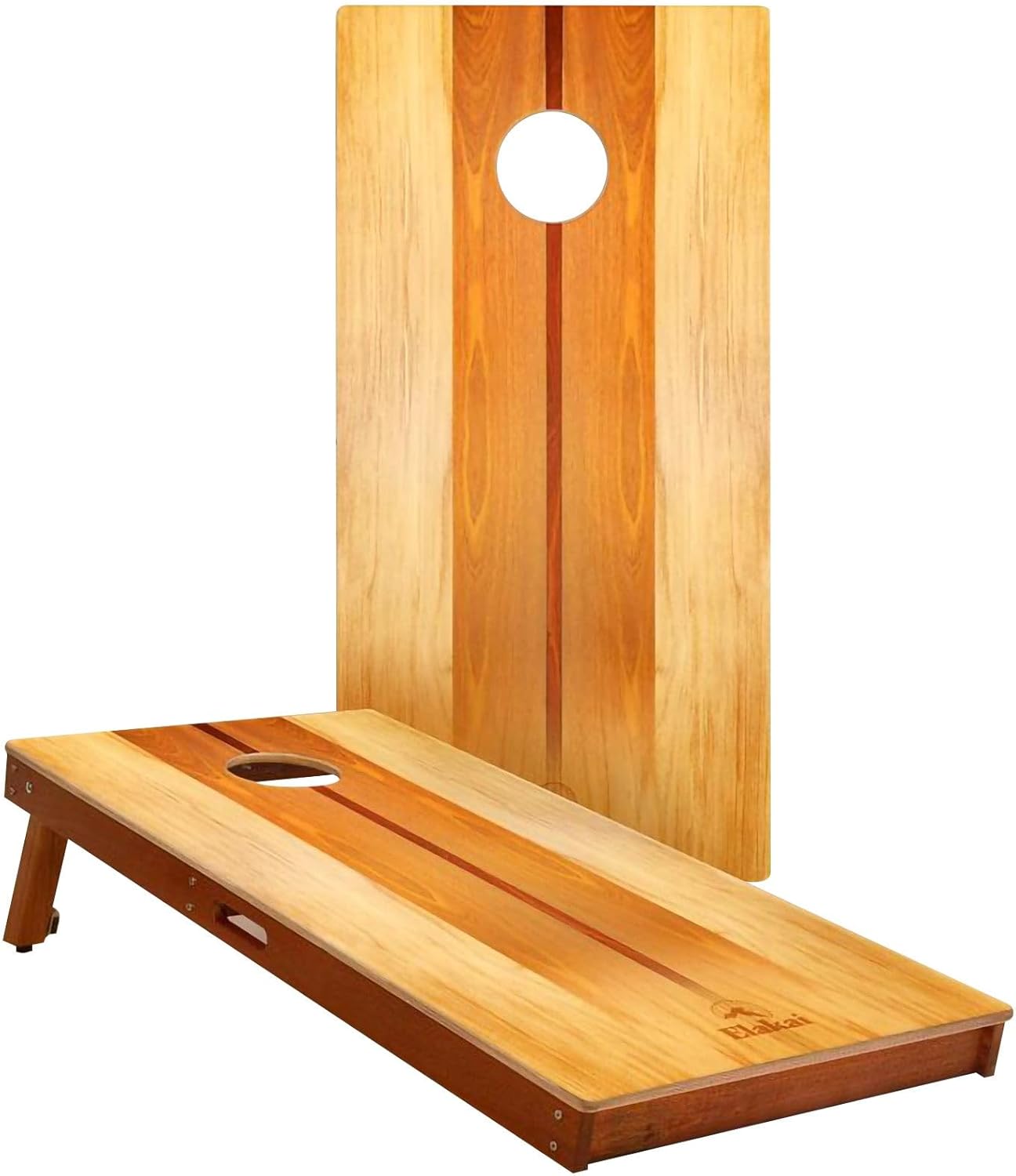 Skip's Garage Woody Waterproof Cornhole Boards - Includes (2) Boards (Resin Bags) + (1) Case & (2) Edge Lights