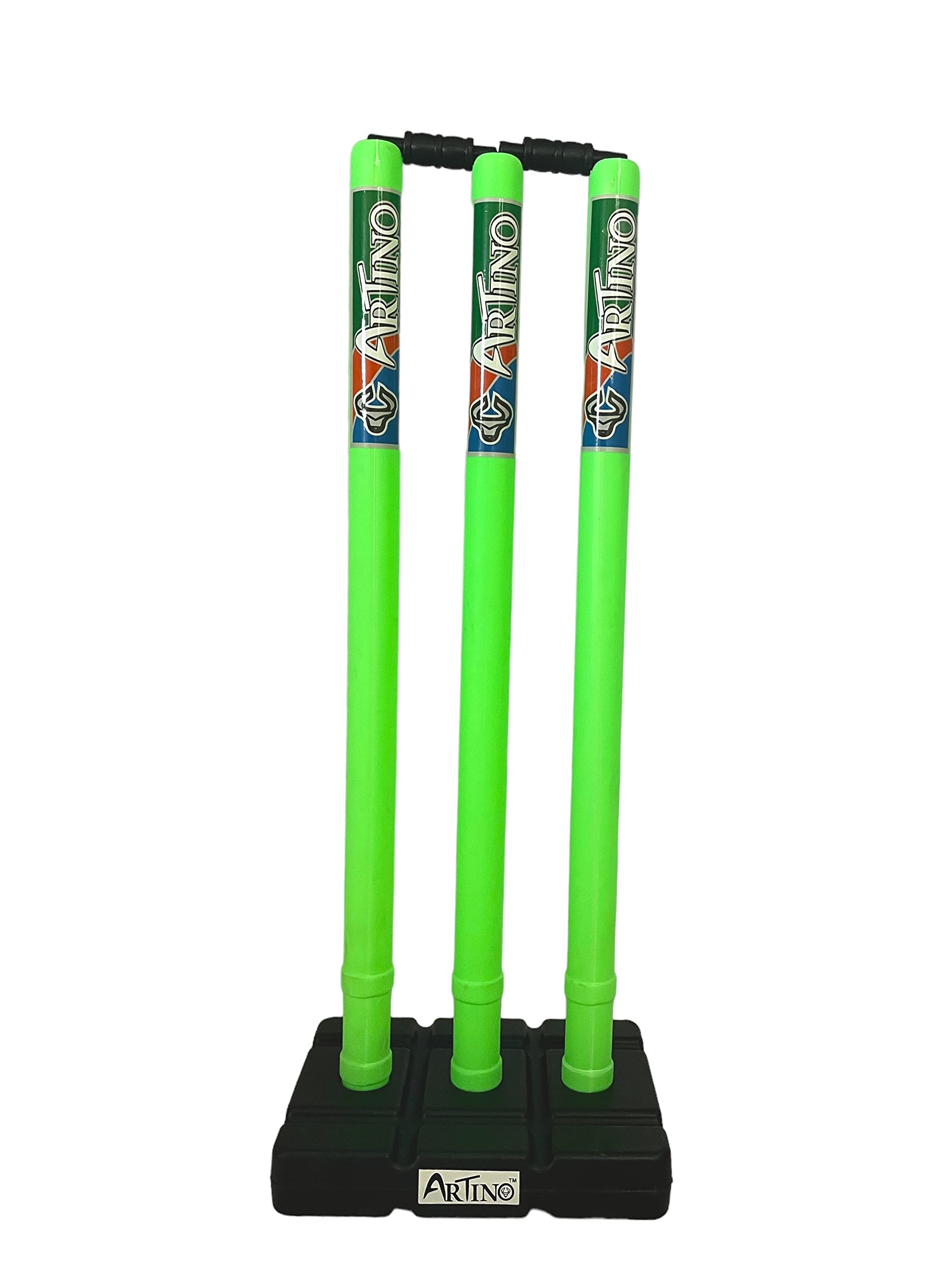 Artino Fluorescent Green Plastic Cricket Wicket Set Full Size - 3 Stumps + 2 Bails + 1 Stand (Plastic Wicket Set) (B0C6T98BFM) Amazon Price History, Amazon Price Tracker