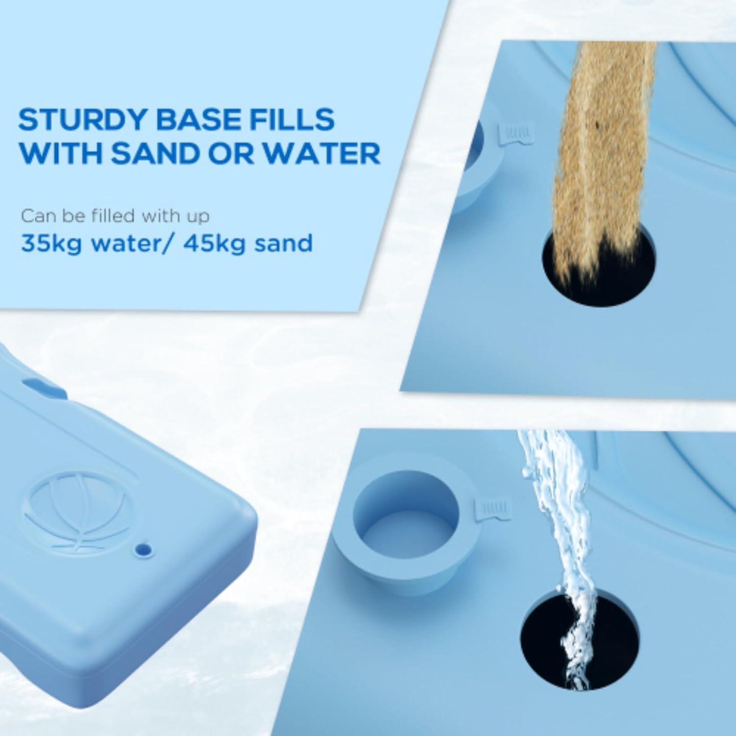 Poolside Basketball Stand, Outdoor Shooting Stand, 36.5" - 48.5" Height Adjustable Portable Basketball Stand System with Transparent Backboard and Padded Base, Suitable for The Whole Family, Blue