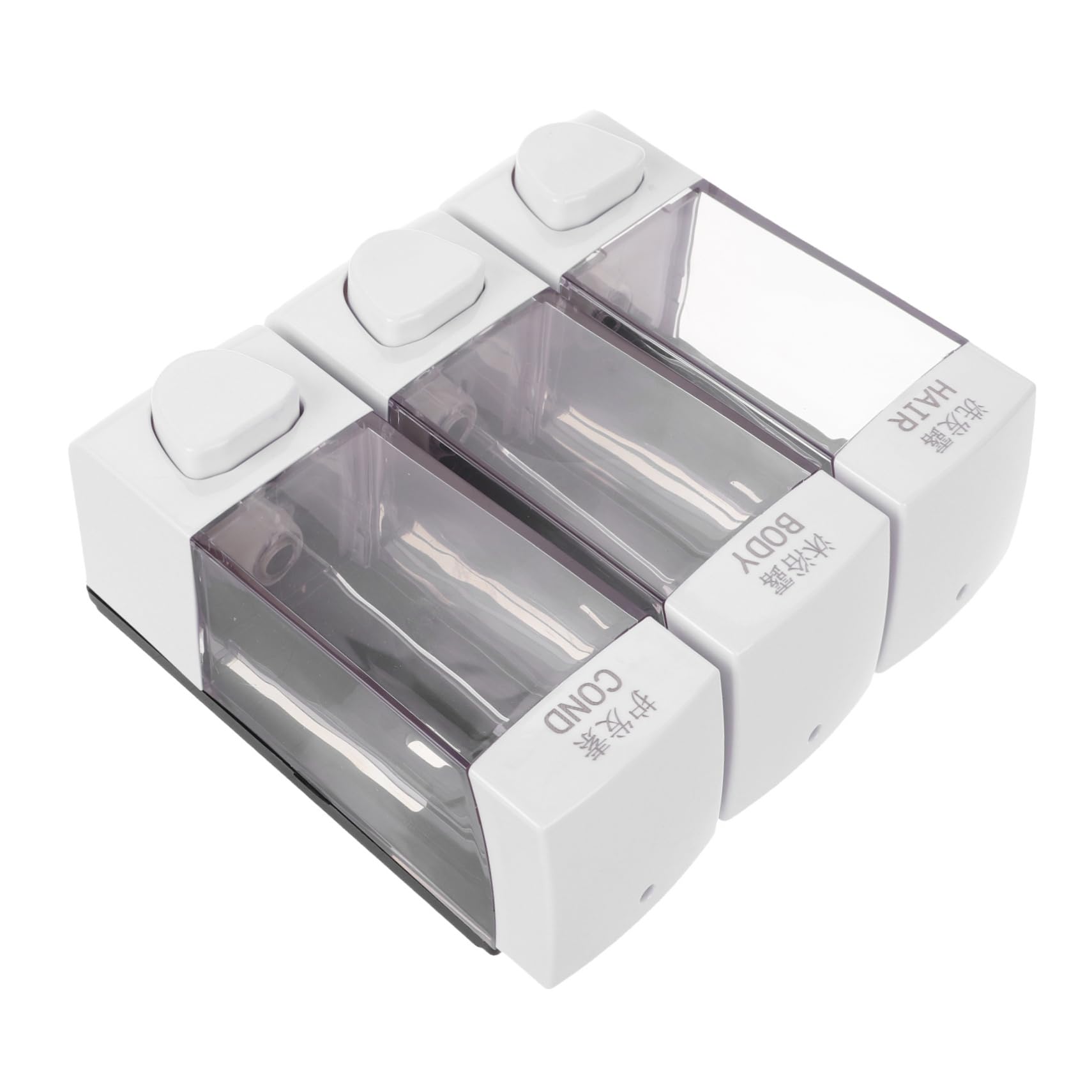 Dispenser da Doccia a Parete 3 Scomparti, Abs, 1050ml, Facile da Installare, per Shampoo e Bagnoschiuma in Casa e Ristorante