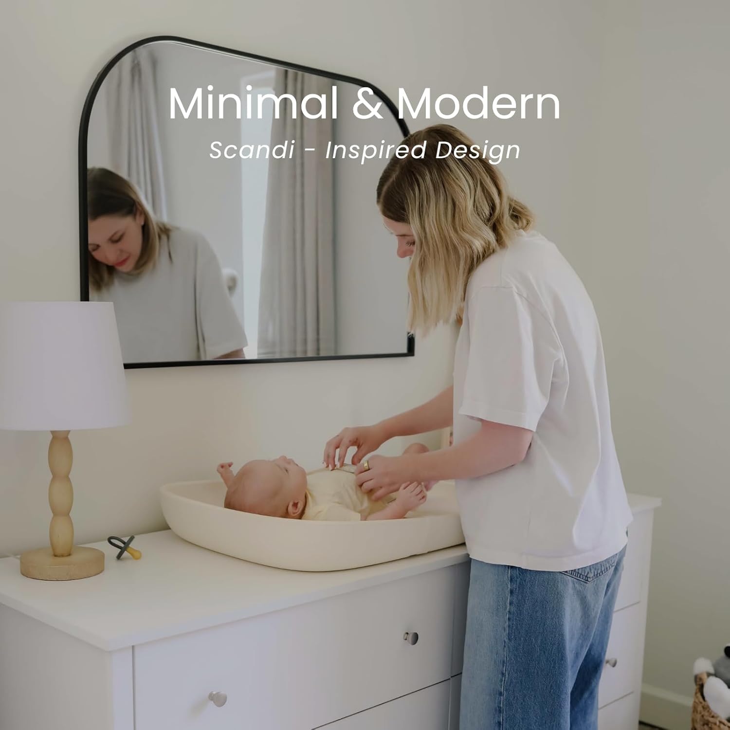 Snuggle Me® Baby Changing Pad - Premium Soft PU Foam Diaper Changing Pad for Dresser, Portable & Wipeable Non Slip Soft Contoured Diaper Change, Easy Clean & Water Repellent with Safety Strap