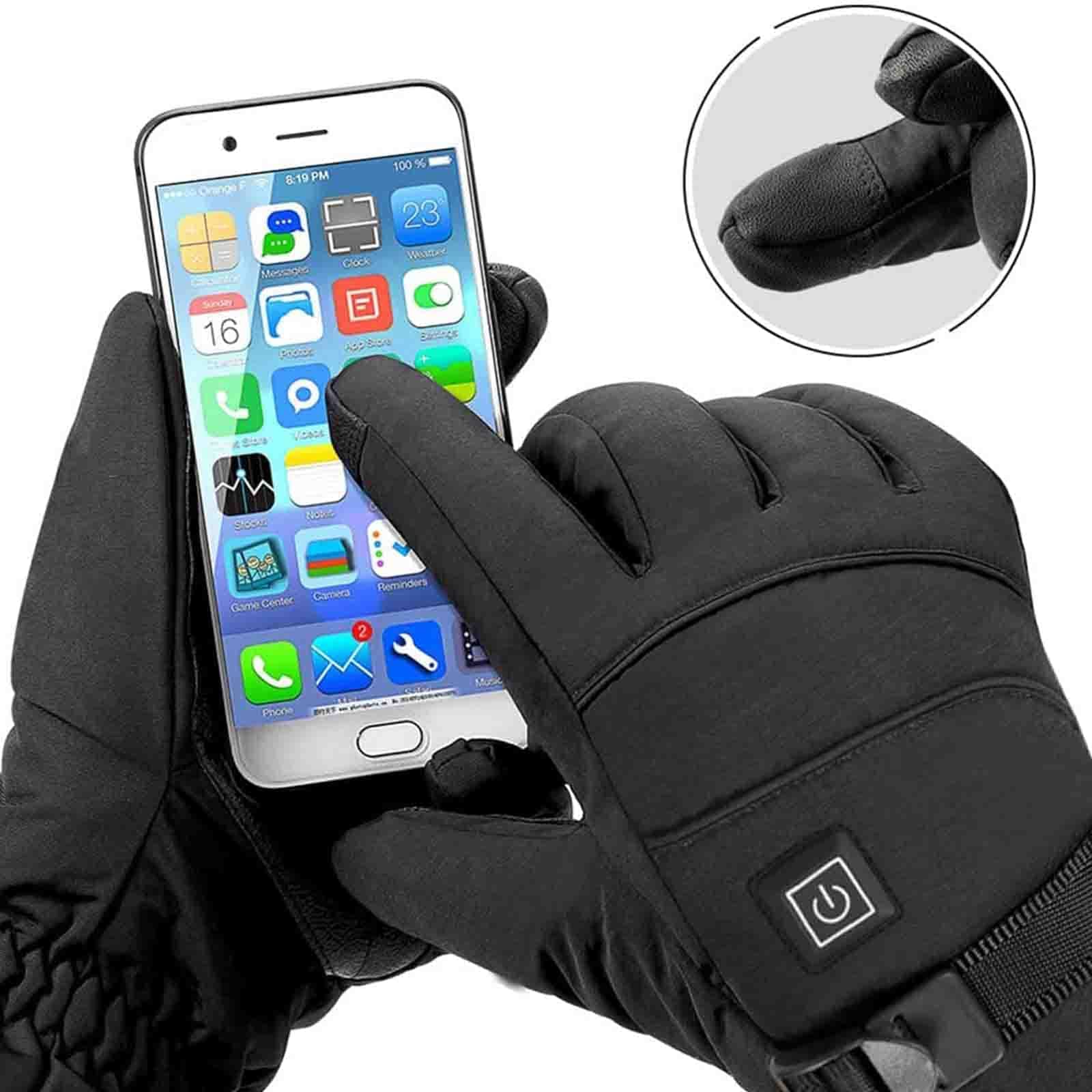 SBTXHJWCGLD Guantes térmicos Recargables con Pantalla táctil, 3 Niveles de Temperatura, Guantes térmicos alimentados por batería, Guantes de Ciclismo para Hombres, Mujeres, Motocicletas, Pesca