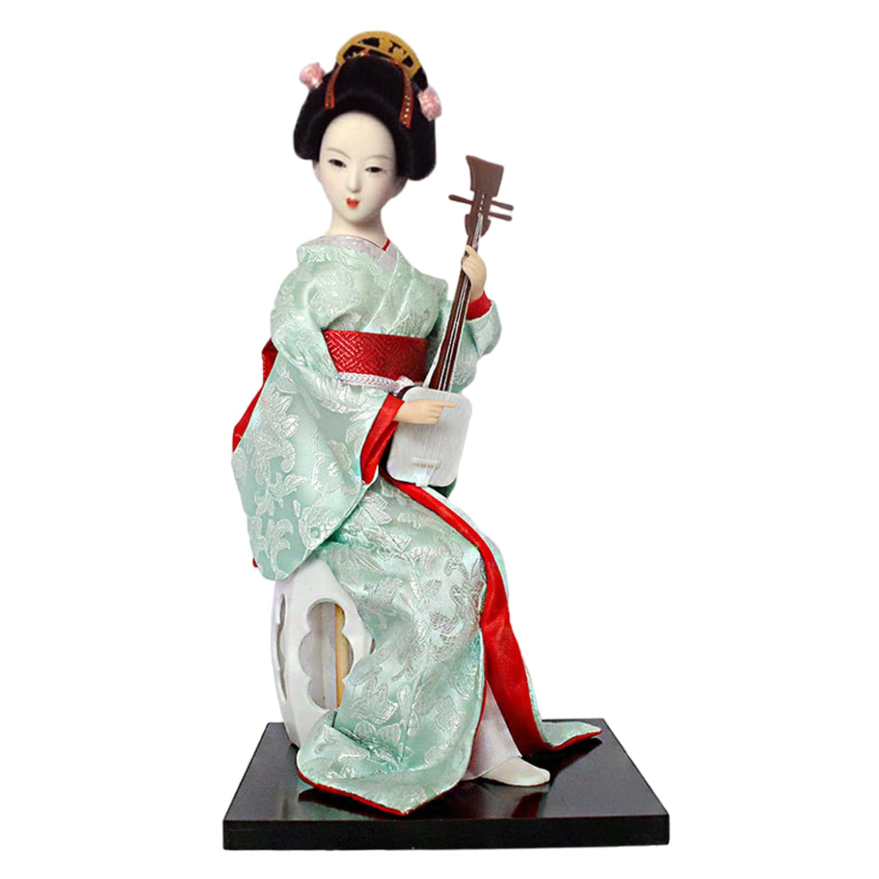 Poupée Geisha Japonaise : Sublimez une Déco Terne avec ce Kimono Vert 12"