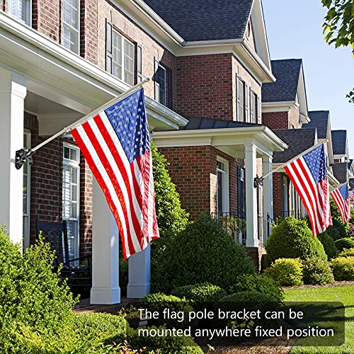 Haoridul Flag Pole Holder Mounting Bracket, 2 Position House Flag Pole Bracket, Heavy Duty Aluminum Mount - Stainless Steel Kit - Strong And Rust Proof - 1" Inner Diameter (Shiny Black-1Pack) #TOP4