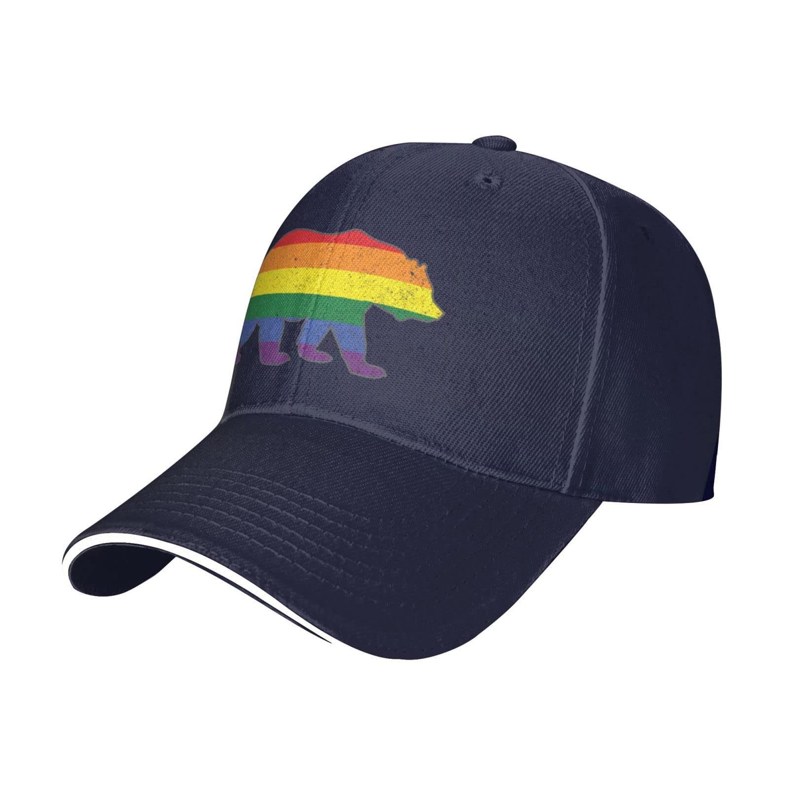 Oudrspo Rainbow Pride Flag Gay Bear Adjustable Sandwich Bill Hat Baseball Cap Trucker Cap