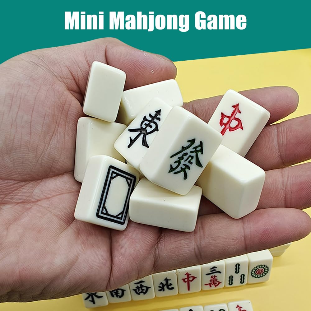 HIULLEN Mini Mahjong Set, Mahjong Set Portable, Chinese Traditional Mahjong Set - Image 4
