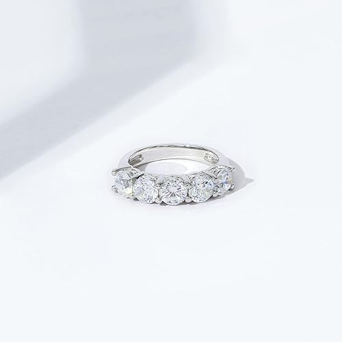 Miniatura 4 de Tienda Essentials Anillo de plata de ley de cinco piedras con circonita cúbica de corte redondo Infinite Elements (anteriormente colección Tienda)