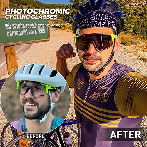 KAPVOE Photochromic Cycling Glasses with TR90 Sports Sunglasses Women Men Running Clear MTB Bike Bicycle Accessories Clear Green 07 - Image 2