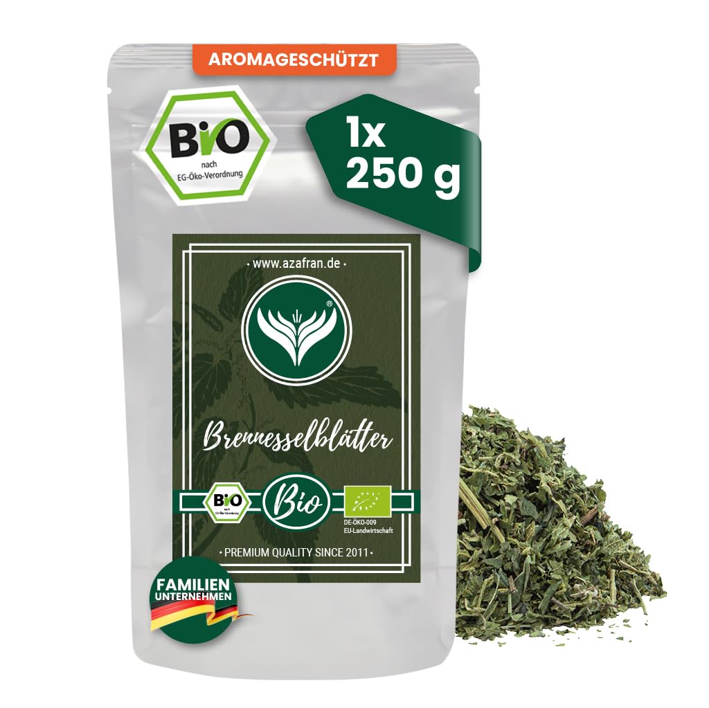 Azafran BIO Brennnessel Blätter | Brennnesselblätter Tee lose getrocknet | Brennessel Geschnitten 250 g
