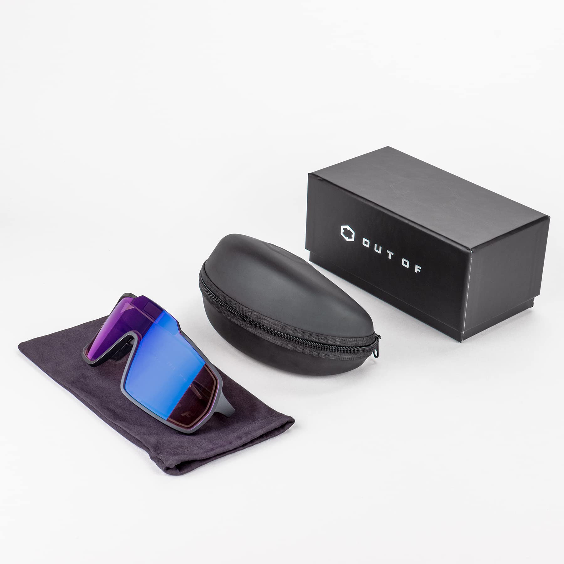 Out Of - Bot 2, occhiali da sole sportivi con lenti elettroniche IRID, Made in Italy (IRID blue)