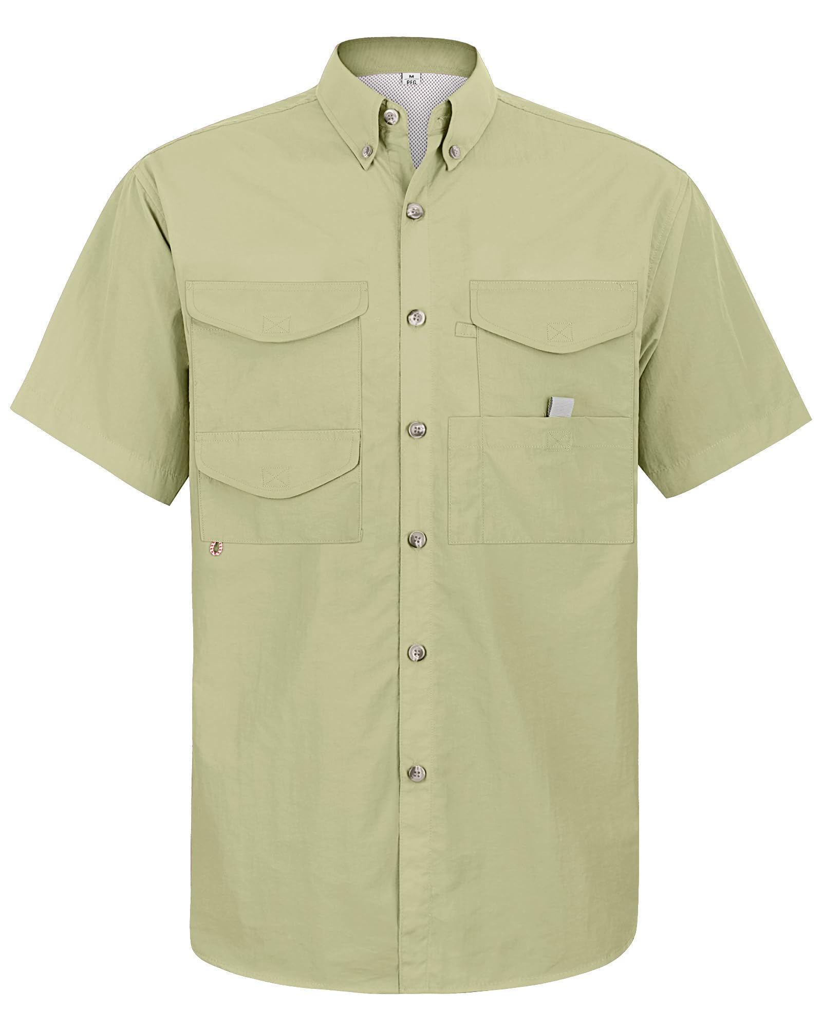 Alimens & Gentle Short Sleeve Fishing Shirt Wicking Fabric Sun Protection Casual Button Down Shirts