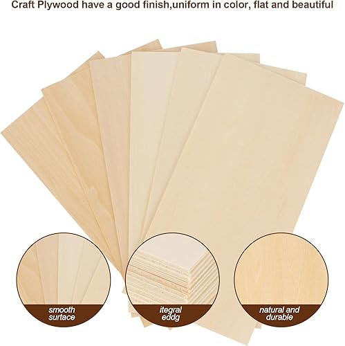 Miniatura 3 de Paquete de 12 hojas de tilo para manualidades, 8 x 12 x 18 pulgadas, hojas de madera contrachapada de 0.118 in de grosor, tableros de madera de bajo