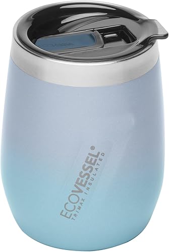 Miniatura 5 de EcoVessel PORT - Vaso de acero inoxidable con triple aislamiento, con tapa, utilizado como copa de vino, taza de café y más, 10 onzas