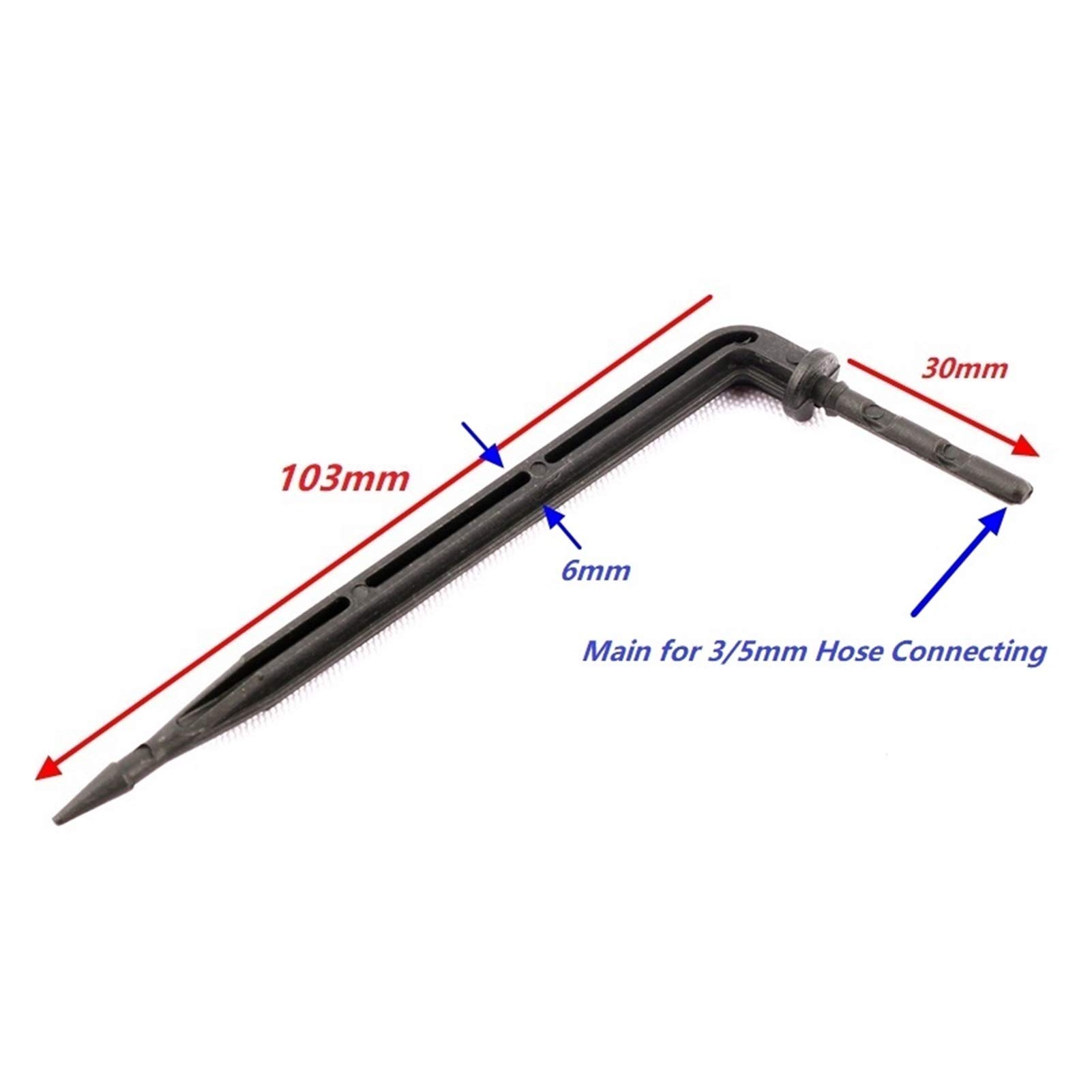 Strumenti for l'irrigazione da giardinaggio 3/5mm Raccordo for tubo flessibile 300 Gomito Irrigazione a goccia Trasmettitore a freccia for irrigazione di piante da giardino Irrigazione a goccia Testa
