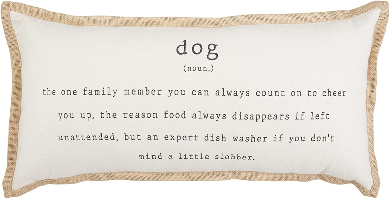 Mud Pie Dog Jute Pillow, 22" x 11", Definition Home & Kitchen