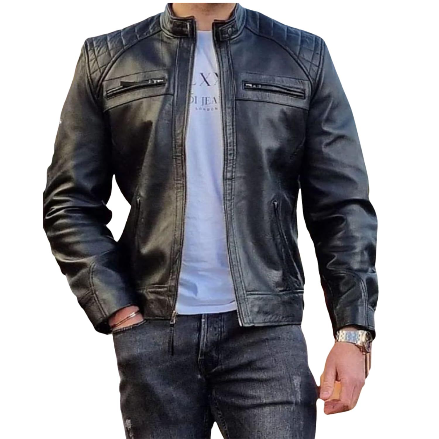 Jaqueta de Couro Masculina, Original, Casaco Casual