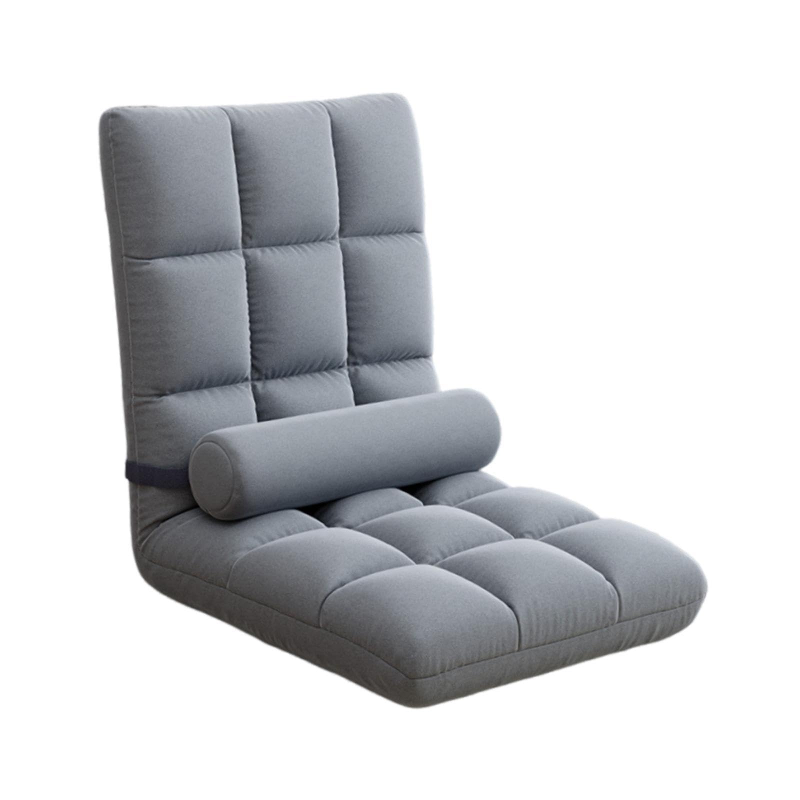 Silla de Suelo con Respaldo, Silla Gaming, Sofá de Lectura, Sillón Relax, Sofá Relax, Gris, Individual