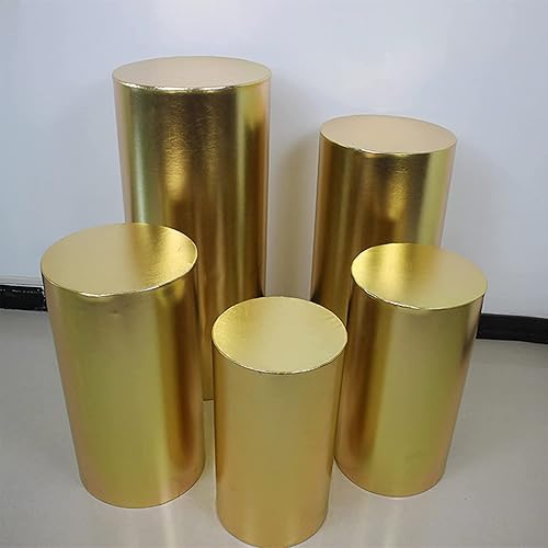 Miniatura 2 de EFELIM Cubiertas redondas de pedestal de estilo metálico, cubierta de cilindro de zócalo, cubiertas de soporte de pedestal de exhibición para fiesta