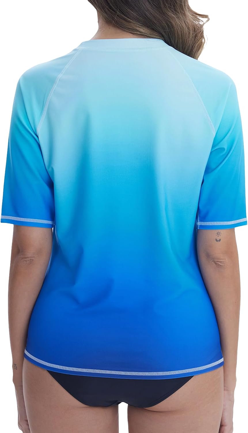 Women's UPF 50+ Rash Guard Short Sleeve Swim Shirt Quick Dry Water Surf Top Bathing Suit T Shirt Top Only