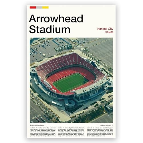 Arrowhead Stadium Wall Art Poster Print -with Coordinates - Home,