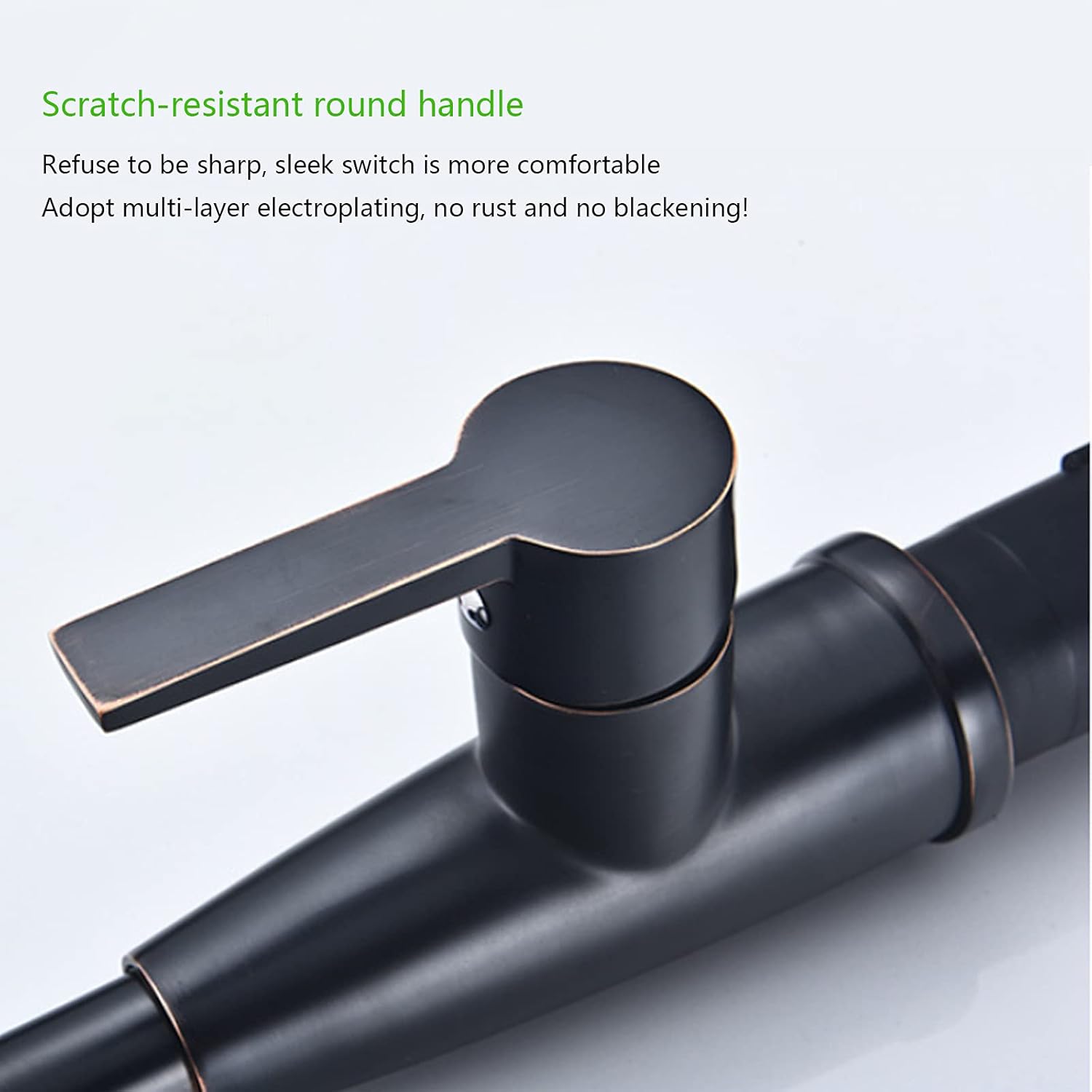 Black Kitchen Faucet with Pull Down Sprayer, Copper Single-Handle High Arc Single Hole Pull Out Kitchen Sink Faucet, Rotatable Hot and Cold Water Mixer Tap