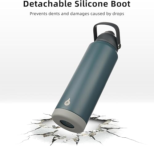Miniatura 4 de BJPKPK Botella de agua con tapa con pajilla, botellas de agua aisladas al vacío de 32 onzas, termo de acero inoxidable de metal para deportes,