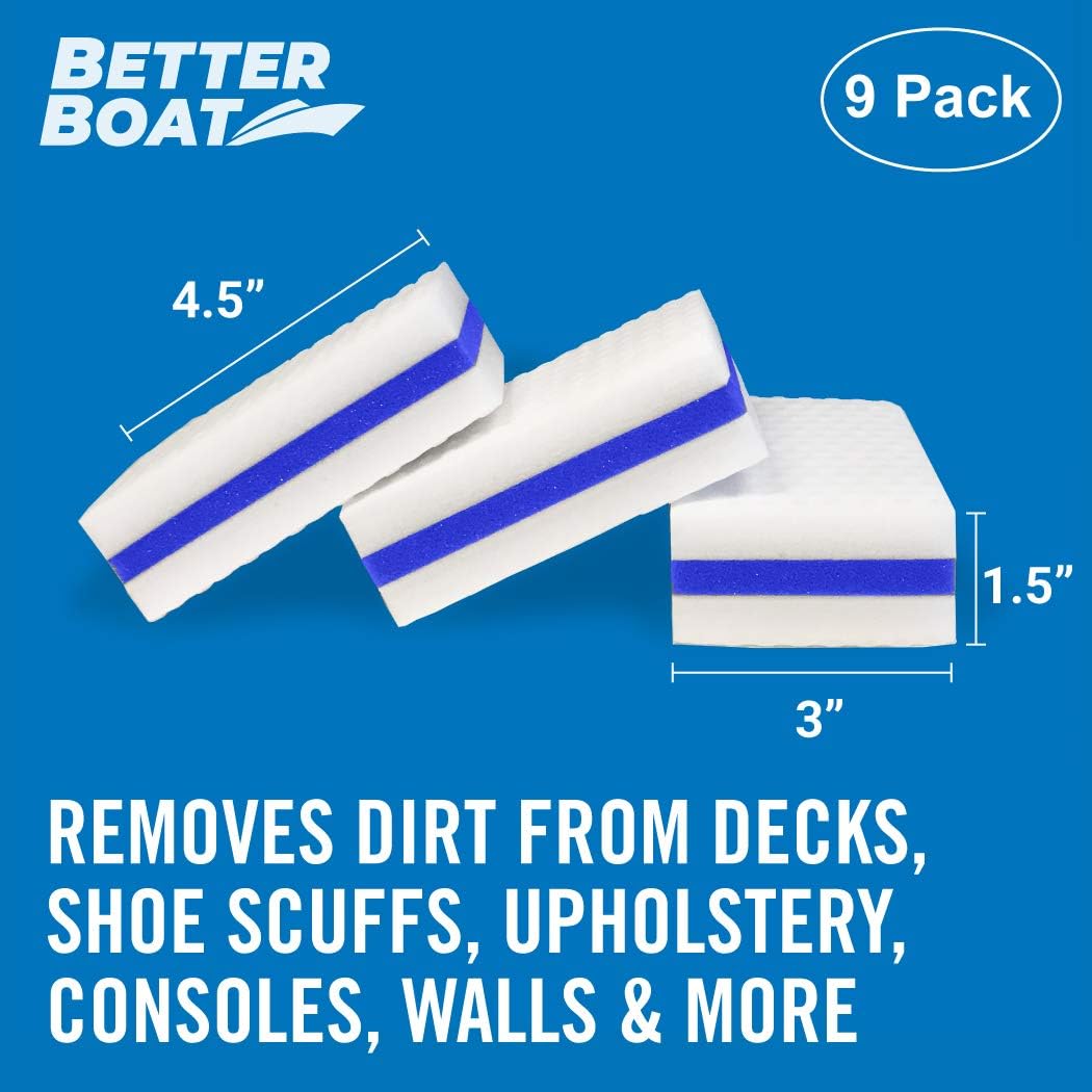 Boat Erasers by Better Boat - Cleaning Sponge for Scuff Marks & Grime, Marine Accessories & Gifts, Safe on Fiberglass Vinyl Gelcoat Deck Hull