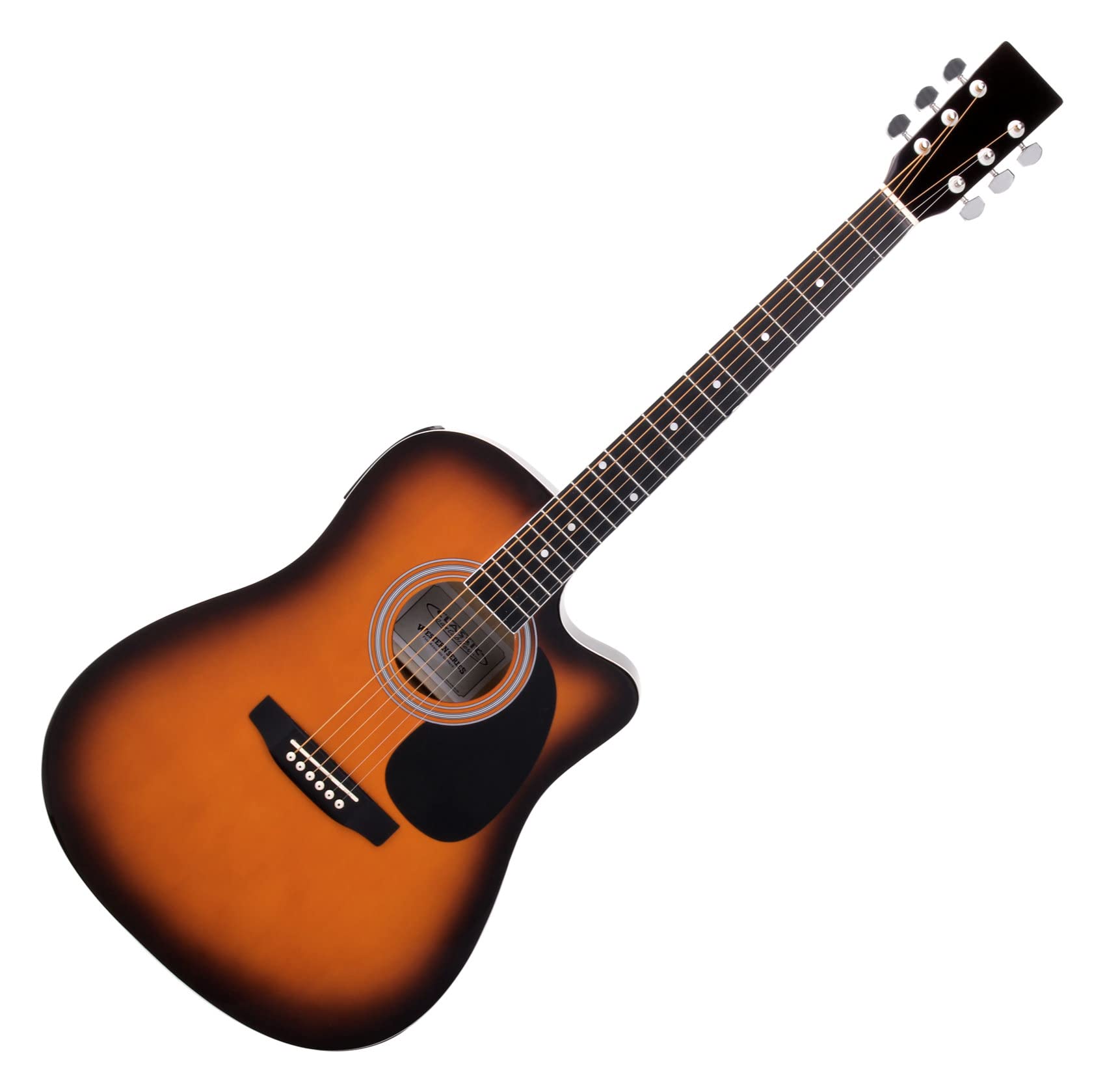 Classic Cantabile Chitarra Acustica Western con Pickup Starter-Set incl. | Stile Dreadnought con cutaway, 6 corde, 20 tasti, Capotasti: nickel silver, Tavola armonica, fondo, fasce: tiglio laminato