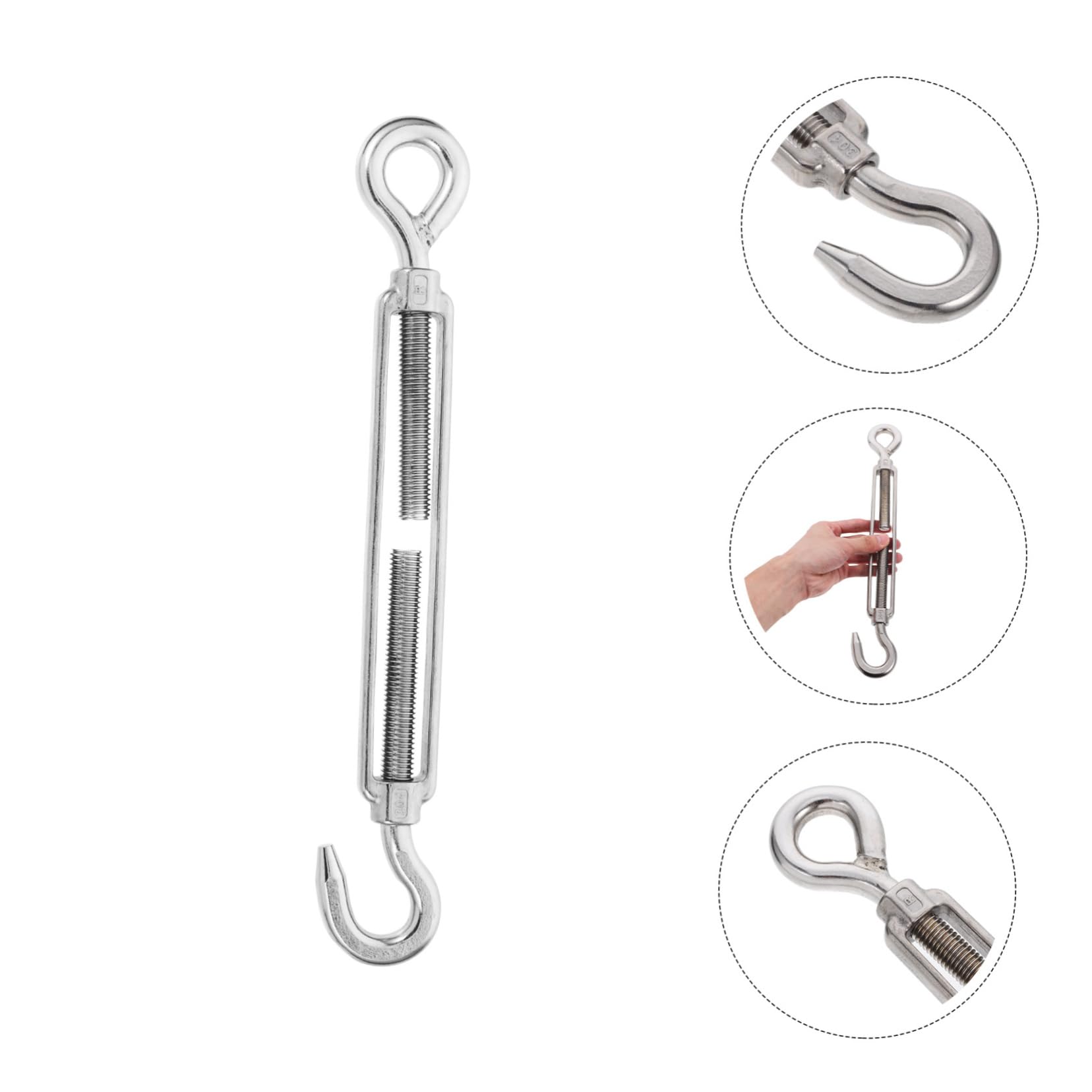 Homoyoyo Tenditore a Corpo Aperto in Acciaio Inox per Rigging | Argento, Serraggio Sicuro e Componente Removibile, Adatto a Progetti DIY e Miglioramenti Domestici