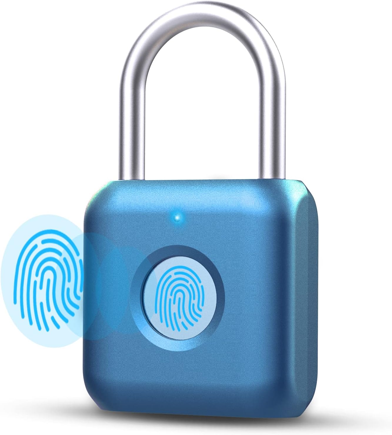 Fingerprint Padlock Eseesmart, Locker Lock, Smart Padlock, Weatherproof Outdoor Padlock, Smart Touch Lock Suitable for Gym, Bike, School , Fence and Storage, Padlock Portable USB Rechargeable (Blue)
