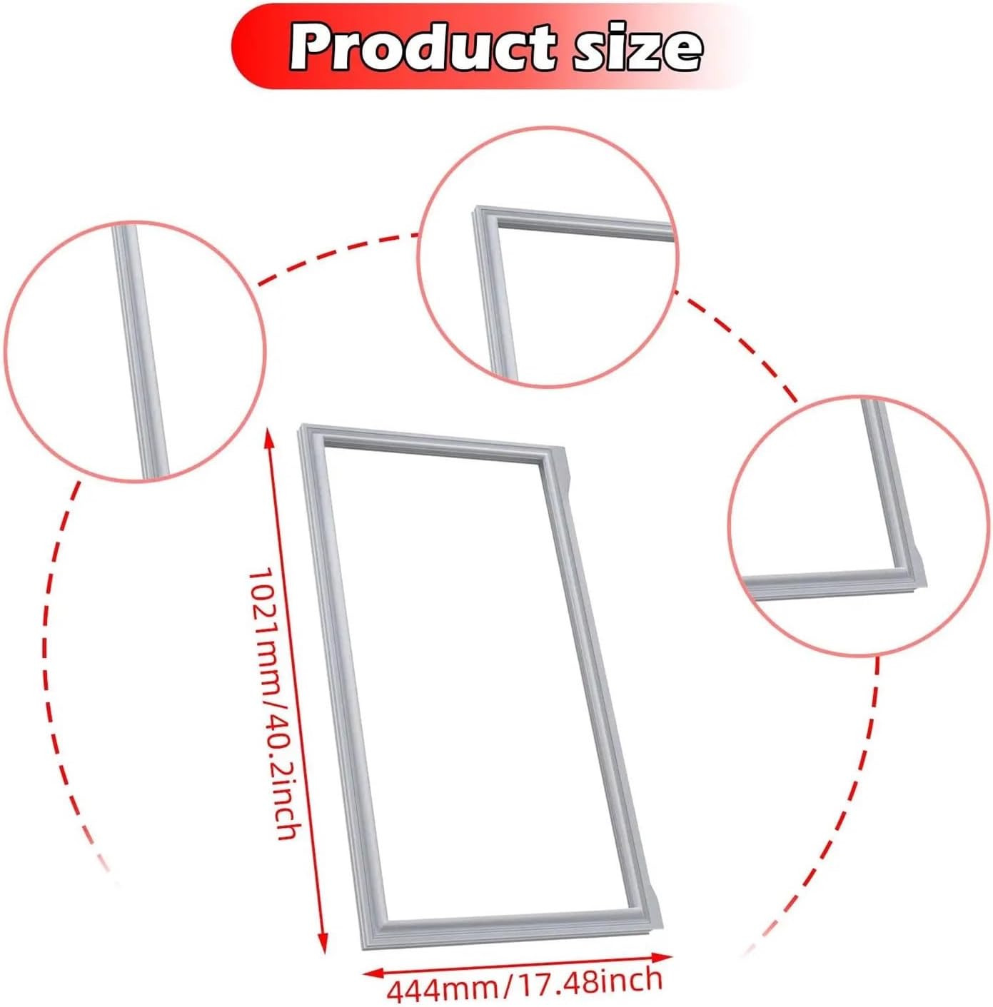 Refrigerator Door Gasket Seal W10830162 PS11759515 Easy Installation Rubber