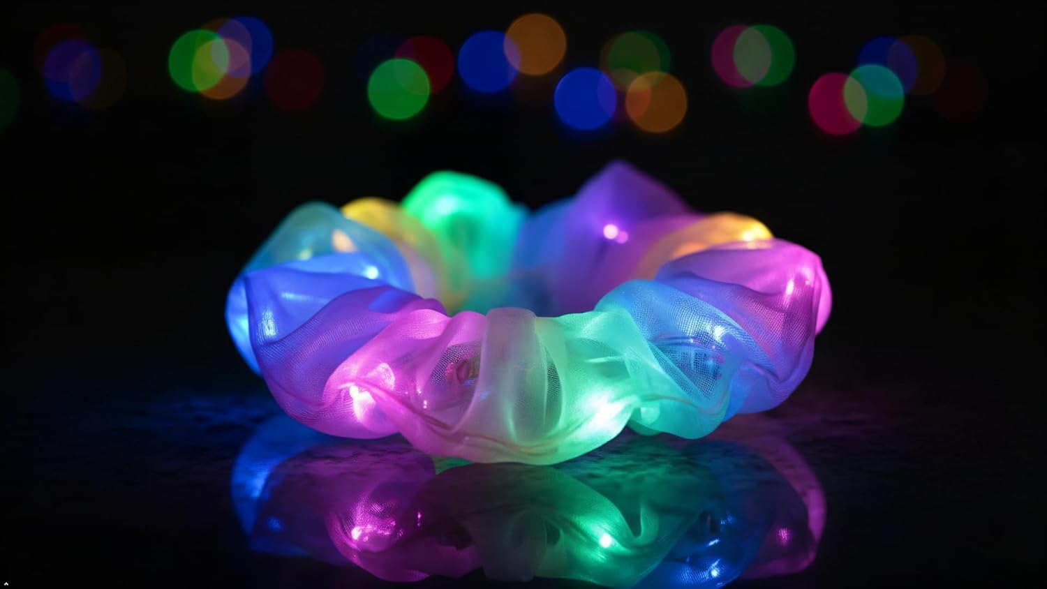 Light Up Scrunchies for Women Girls - LED Hair Ties with Multiple Glow Modes, Mermaid & Rave Neon Slumber Party Favors, Glow in the Dark Party Supplies, Rave Hair Accessories (Multicolor 20+12)