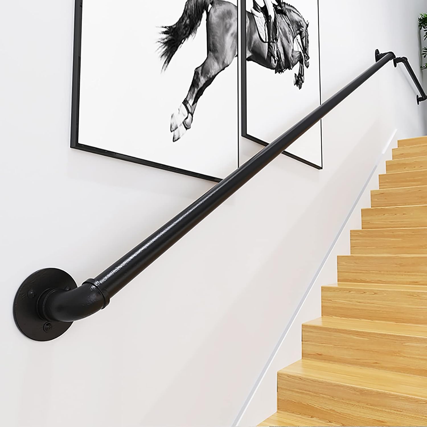 Stair Railing Handrail Complete Kit, Stair Industrial Black Pipe