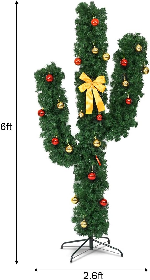 Hottest Sale Goplus Pre-Lit Artificial Cactus Christmas Tree with LED Lights and Ball Ornaments, Perfect Holiday Decoration Indoor Xmas Tree Review Goplus Pre-Lit Artificial Cactus Christmas Tree with LED Lights and Ball Ornaments, Perfect Holiday Decoration Indoor Xmas Tree